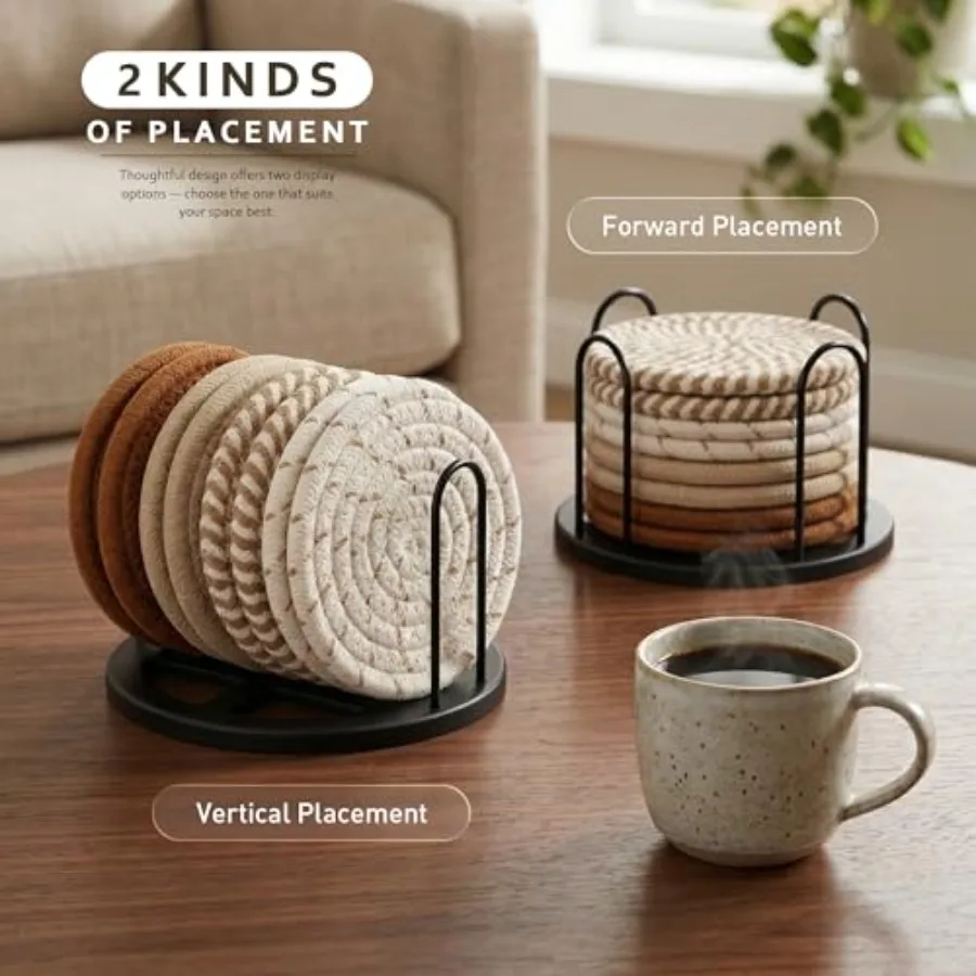 New StyleCoasters Set of 8 for Drinks, 4 Inch Large Coasters for Table, Tabletop Protection for Hot and Cold Drinks, Versatile Coasters