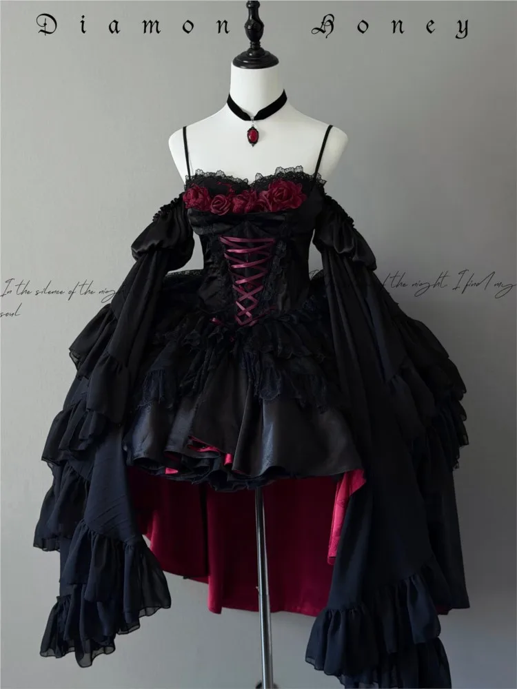 Halloween Dark Gothic elegant red and black birthday coming-of-age dress