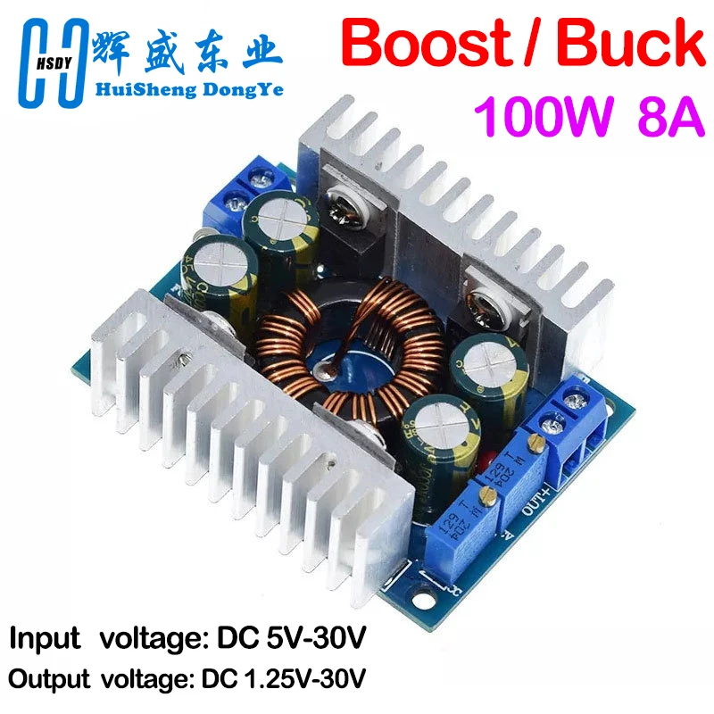 

DC 5-30V to 1.25-30V 8A Automatic Step UP/Down Converter Boost/Buck Voltage Regulator Module Charger Power Converter DIY KIT