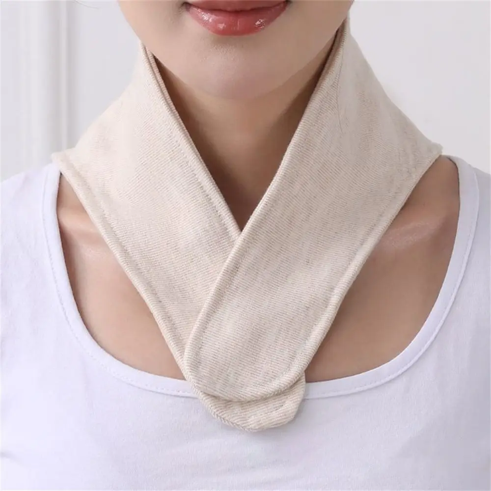 Pure Cotton Collar Scarf Comfortable Keep Warm Neck Protection Multifunctional Solid Color Neck Cover for Air-conditioned Rooms