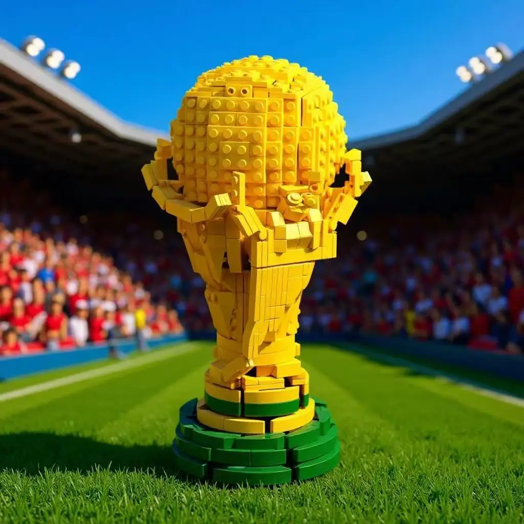 

Конструктор-модель футбольного кубка-трофея: Спортивная фигурка для соревнований, сувенир для футбольных болельщиков и детей, сборная игрушка