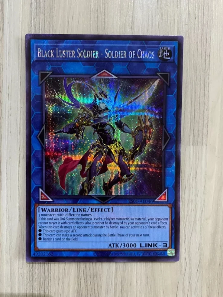 

Yugioh KONAMI Duel Monsters ES01-AE046 Black Luster Soldier - Soldier of Chaos Secret Rare Asian English Collection Mint Card