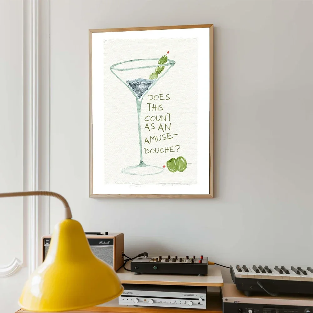 2026Canvas Painting Hand Drawn Style Cocktail And Kitchen Fruit Posters Bar Cart Prints Wall Art Home Room Minimal Decor Wall