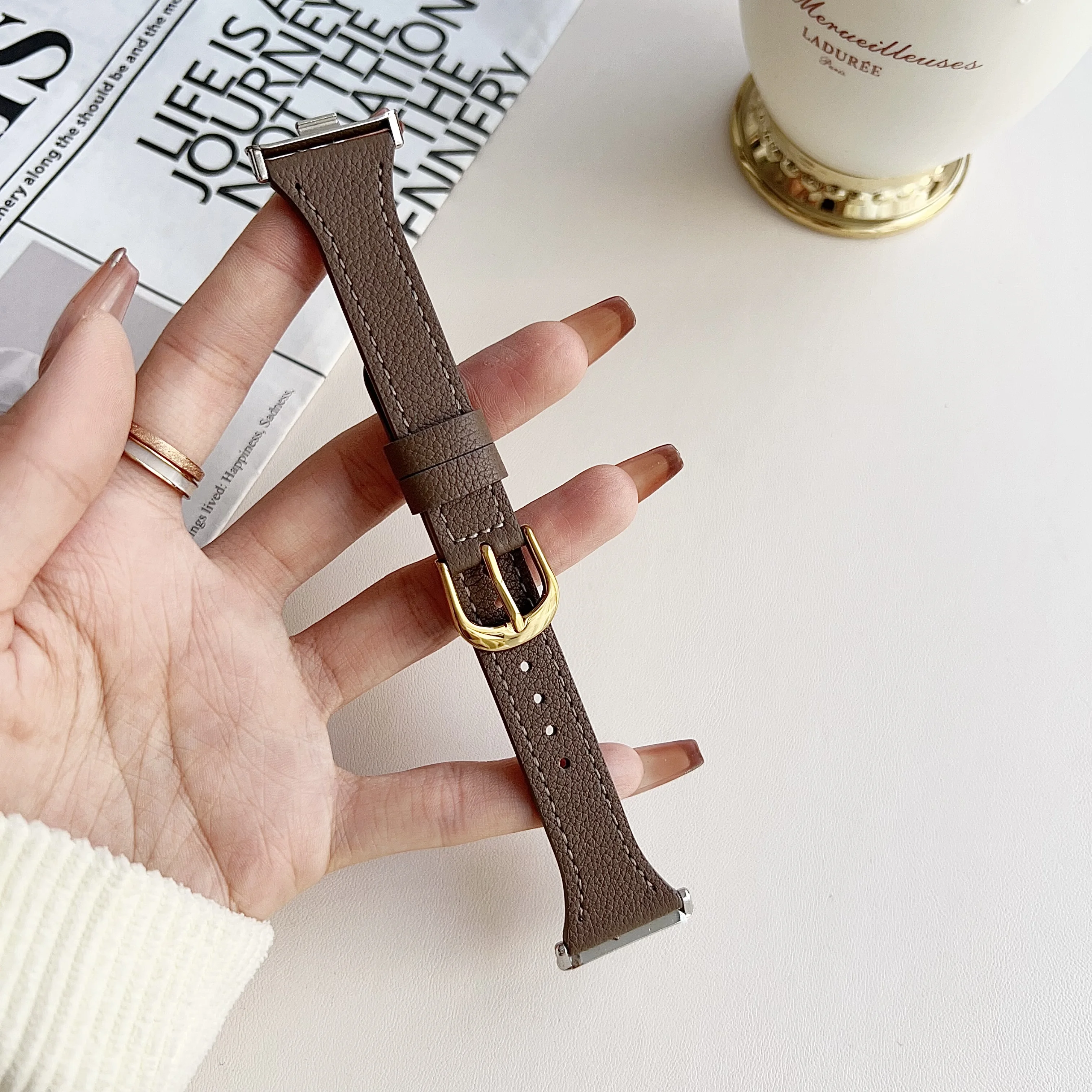 Pulseira de couro ferradura, Pulseira para relógio Redmi 4, Xiaomi Band8 Pro