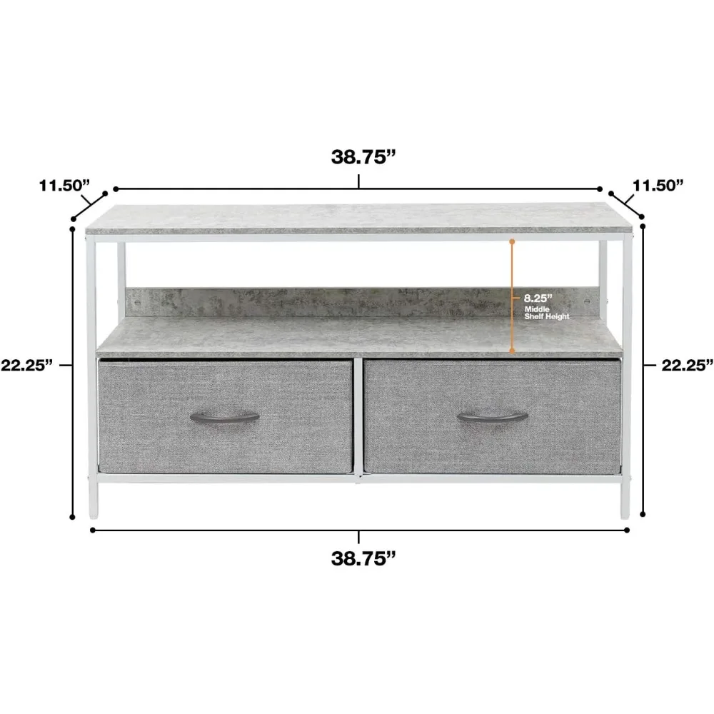 خزانة حامل تلفزيون مع درجين - خزانة تخزين للتلفزيون - غرفة النوم، غرفة المعيشة، الخزانة، أثاث النوم #3