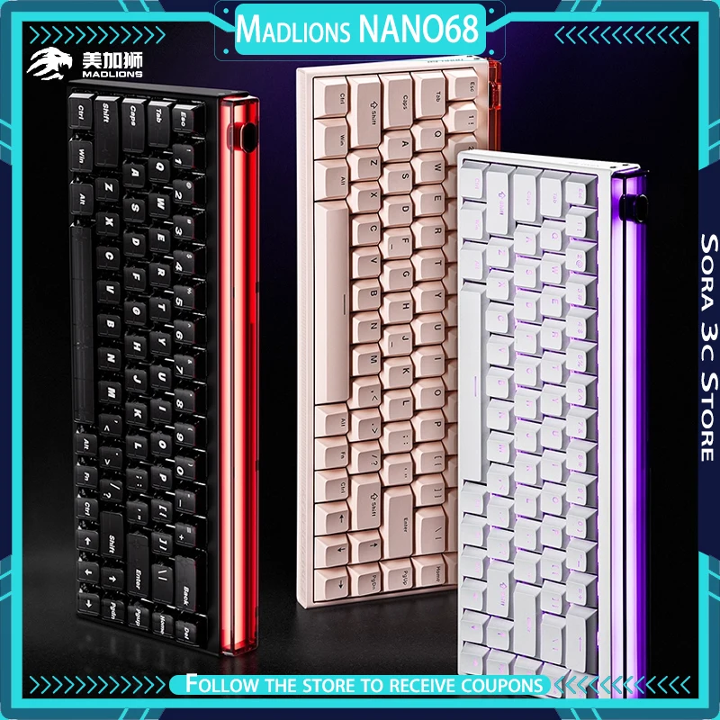 

FGG Madlions NANO68 Клавиатура с магнитной осью 8000 Гц 0,01RT DIY Лайтбокс Регулируемая 0 Dead Zone Пользовательская игровая клавиатура Аксессуар для ПК