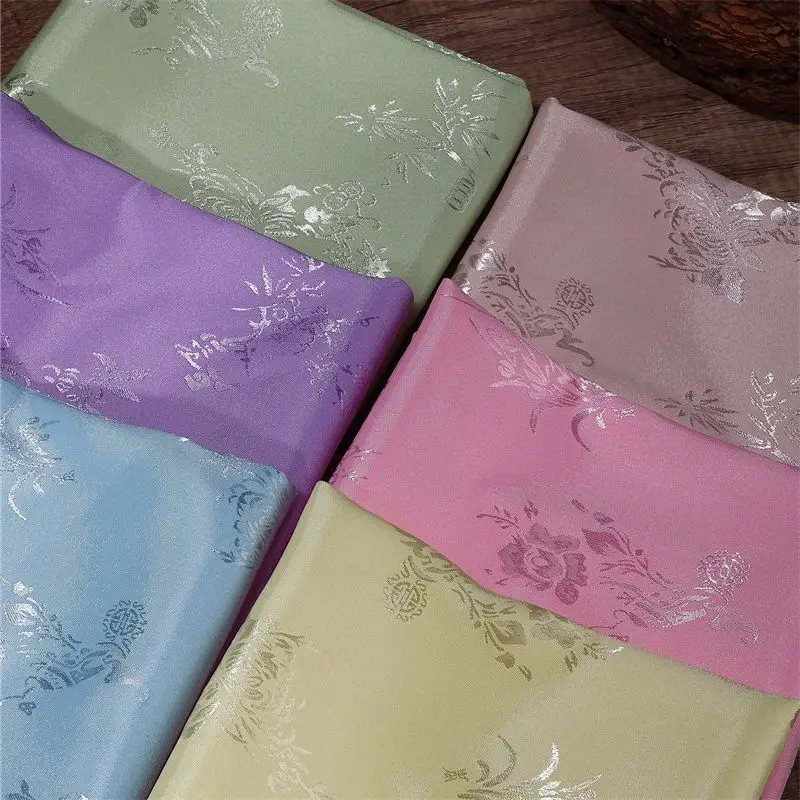 Plum Orchid Bamboo Chrysanthemum Silk Jacquard Fabric for Hanfu Qipao and Vintage Ma Mian Skirt Traditional Chinese Embroidery