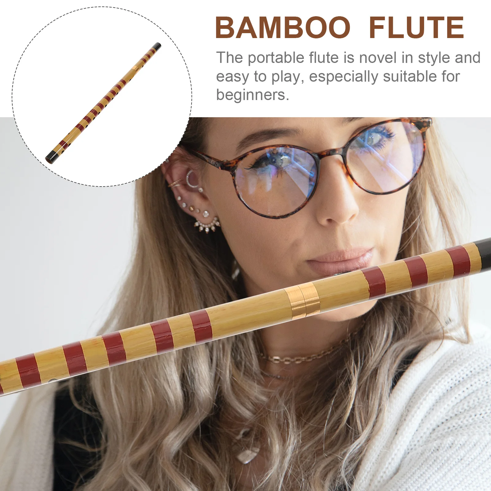 

1 Set/2pcs Bamboo Flute Traditional Musical Instrument for Beginner ( Color Flute+Chinese Knot+Flute Diaphragm, Random
