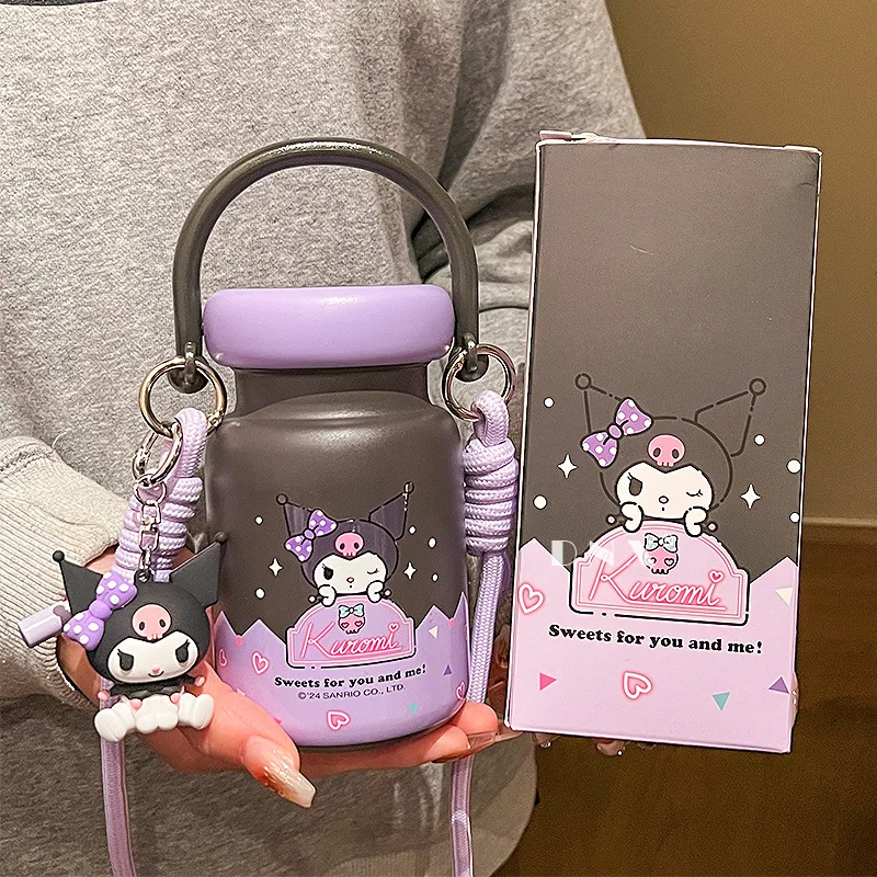 Sanrio Kuromi милые Мультяшные ремни 480 мл Вакуумная чашка кавайная чашка для воды прекрасная периферия украшение для дома украшение для комнаты подарок
