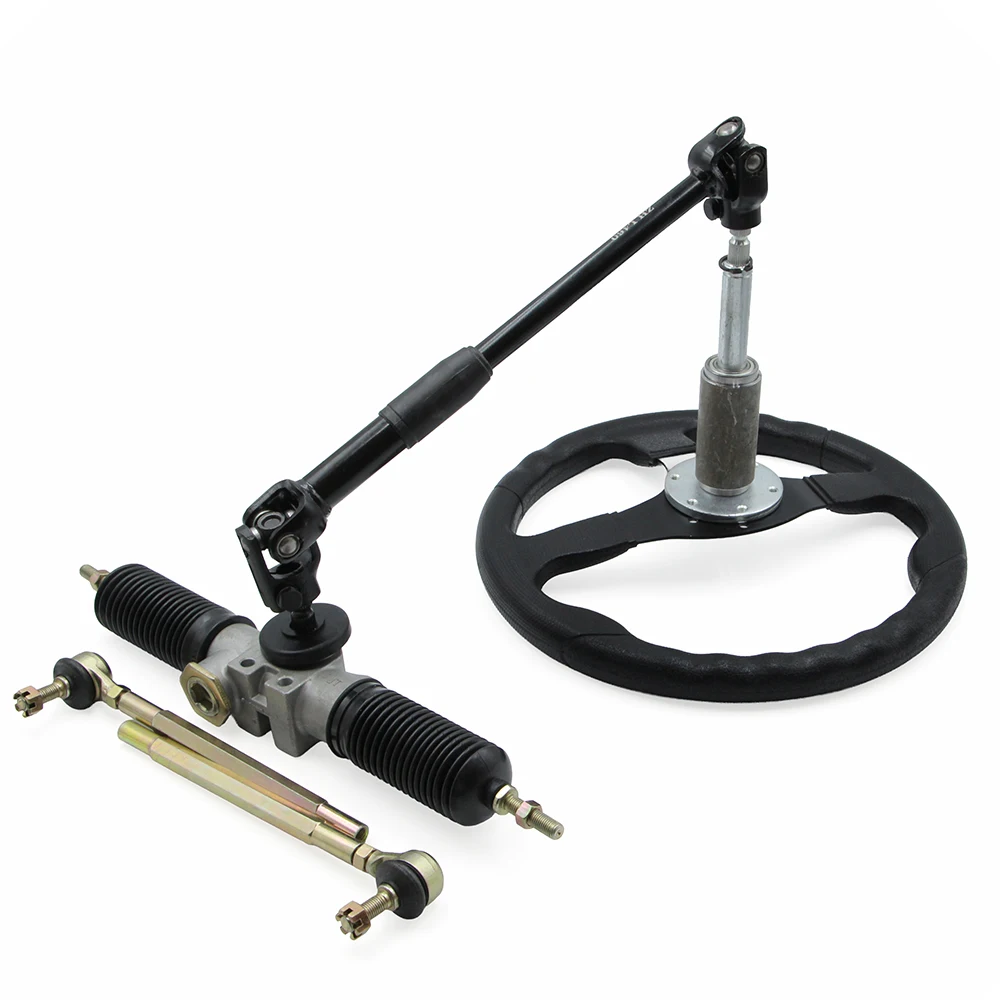 350mm Steering Wheel Assembly Metal Gear Rack Pinion Adjustable Shaft For 110cc 125cc 140cc 150cc Go Kart ATV Golf Cart UTV Bugg