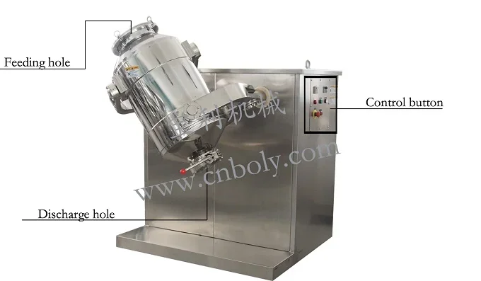 3D dry chemical powder mixer blender machine