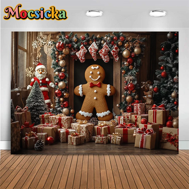 Mocsicka Рождественский фон для фотосъемки, домашний подарок, украшение для рождественской елки, детский душ, фотофон, реквизит для съемки, студийный баннер