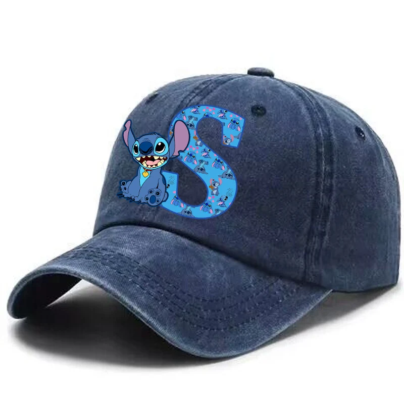 Stitch Anime Letter A-Z Baseball Cap Adult New Anime Breathable Casual Hat Summer Adjustable Sun Bonnet Men Women Headgear Gifts