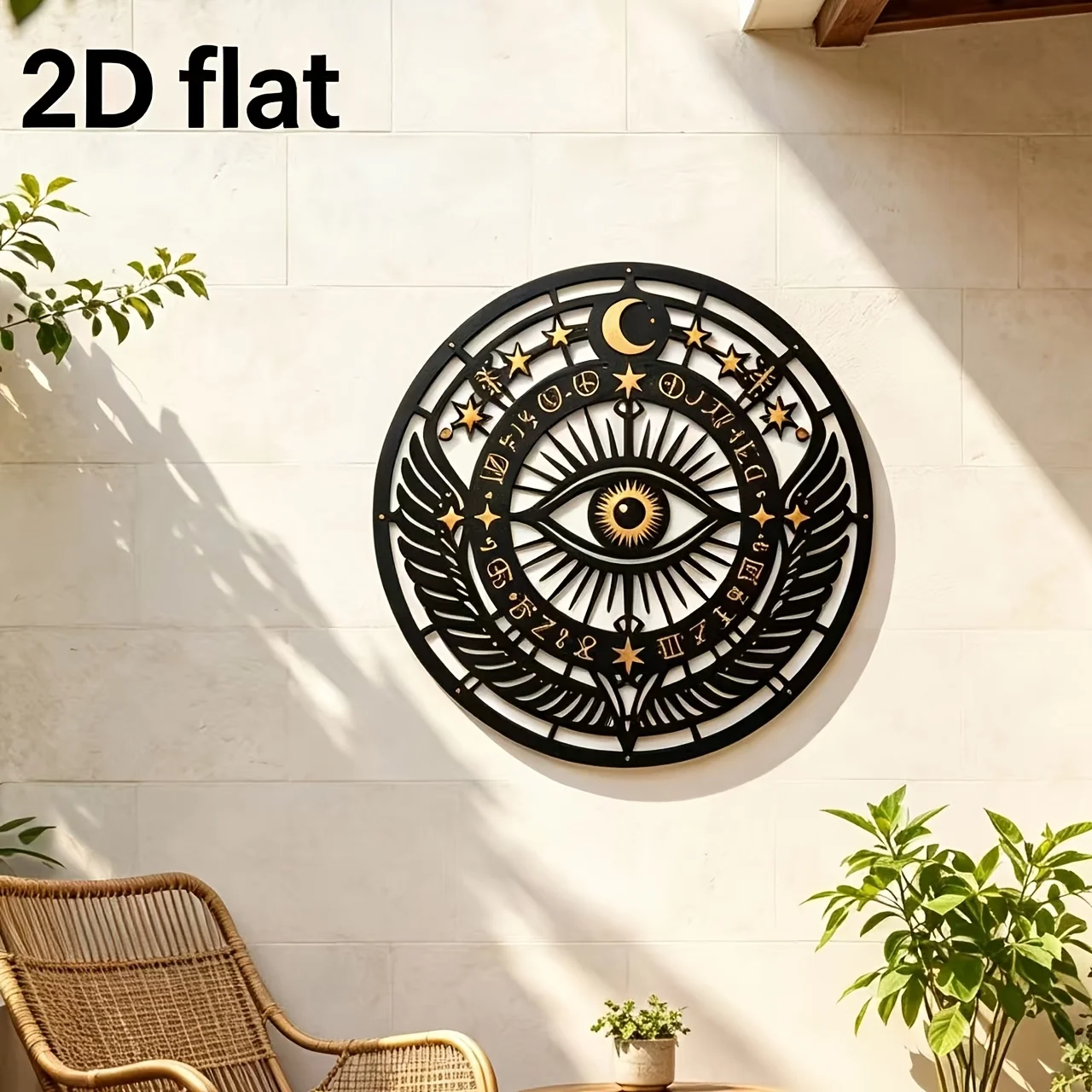 CIFbuy 2D Metal Wall Art All Seeing Eye Moon Star Hollow Iron Plaque Mystical Astrology Sign for Indoor Outdoor Home Decor