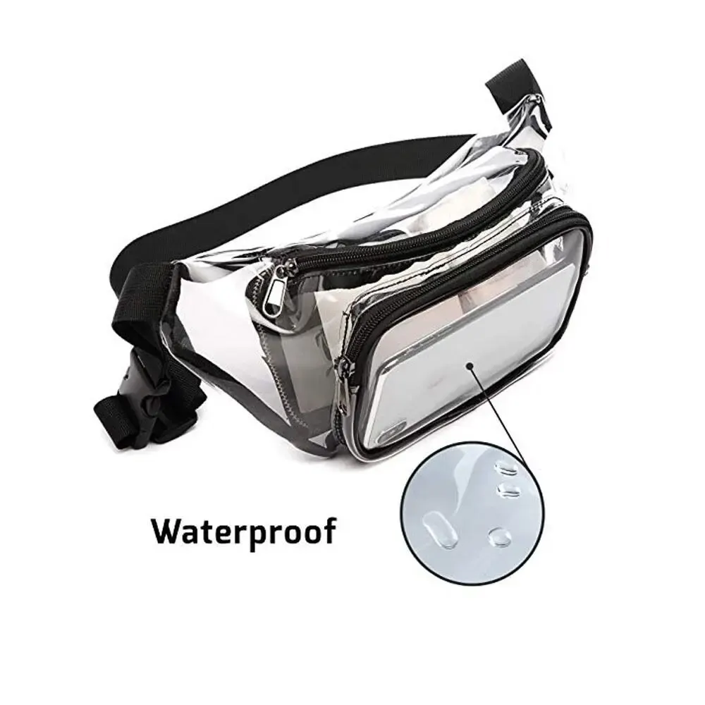 Transparent Waistpack Sports Ground Approved Waterproof Waistpack Adjustable Waistpack Sports, Travel, Beach, Event, Concert Bag