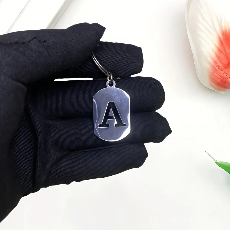 Stainless Steel Keychain with 26 Letters - Perfect for Men's Backpacks & Car Accessories, Bag Small Pendant