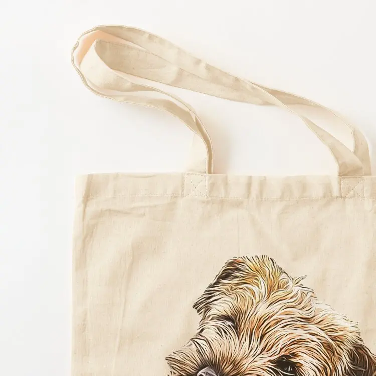 Border Terrier Cute Puppy Dog Tote Bag hand bag tote bags aesthetic shopper bags Canvas shoulder bag
