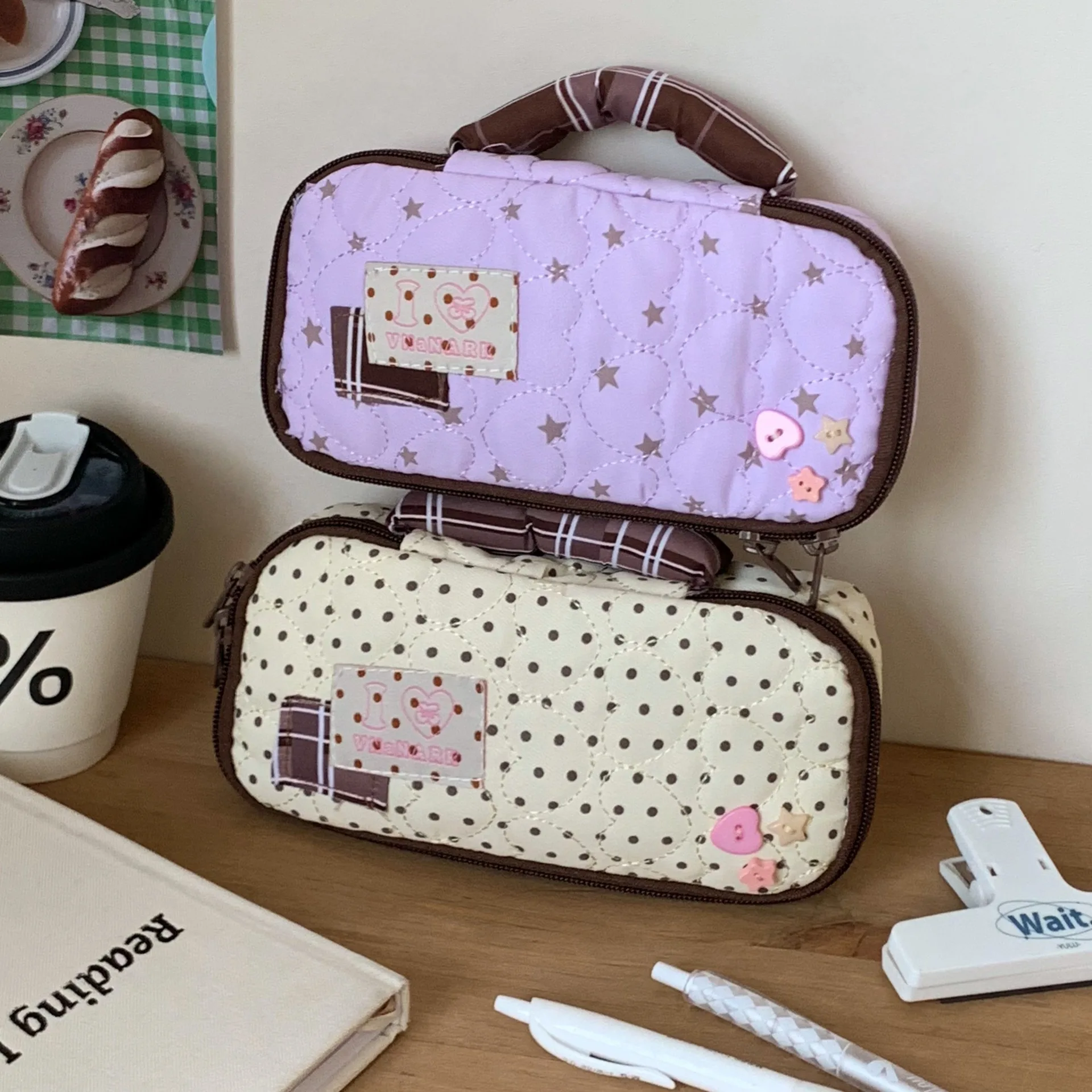 Cute Japanese Style Pencil Tote Ins Fashion Large Capacity Makeup Bag for School Girls Kawaii Aesthetic Stationery Organizer - view 4