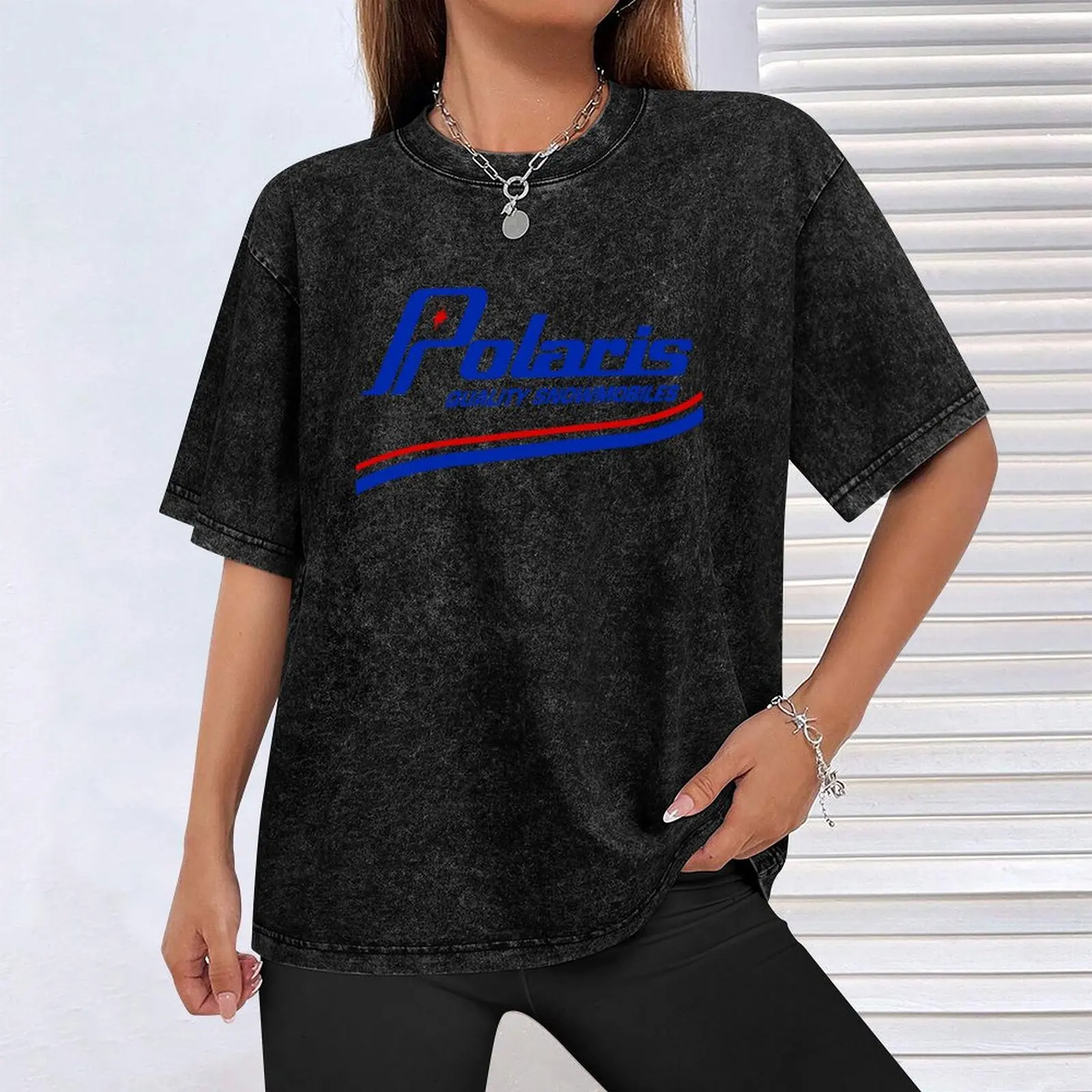 Polaris Vintage Snowmobiles Sticker T-Shirt Sports Casual Breathable Tee Shirt - view 4