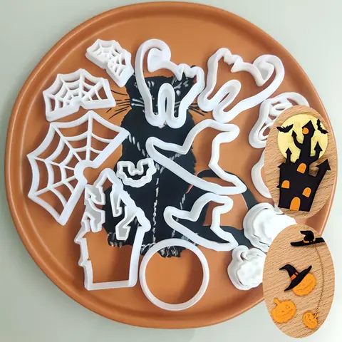 Halloween Series Skull/Castle/Pumpkin/Bat Soft Pottery Polymer Clay Cutter Molds for DIY Earrings Jewelry Making Tools