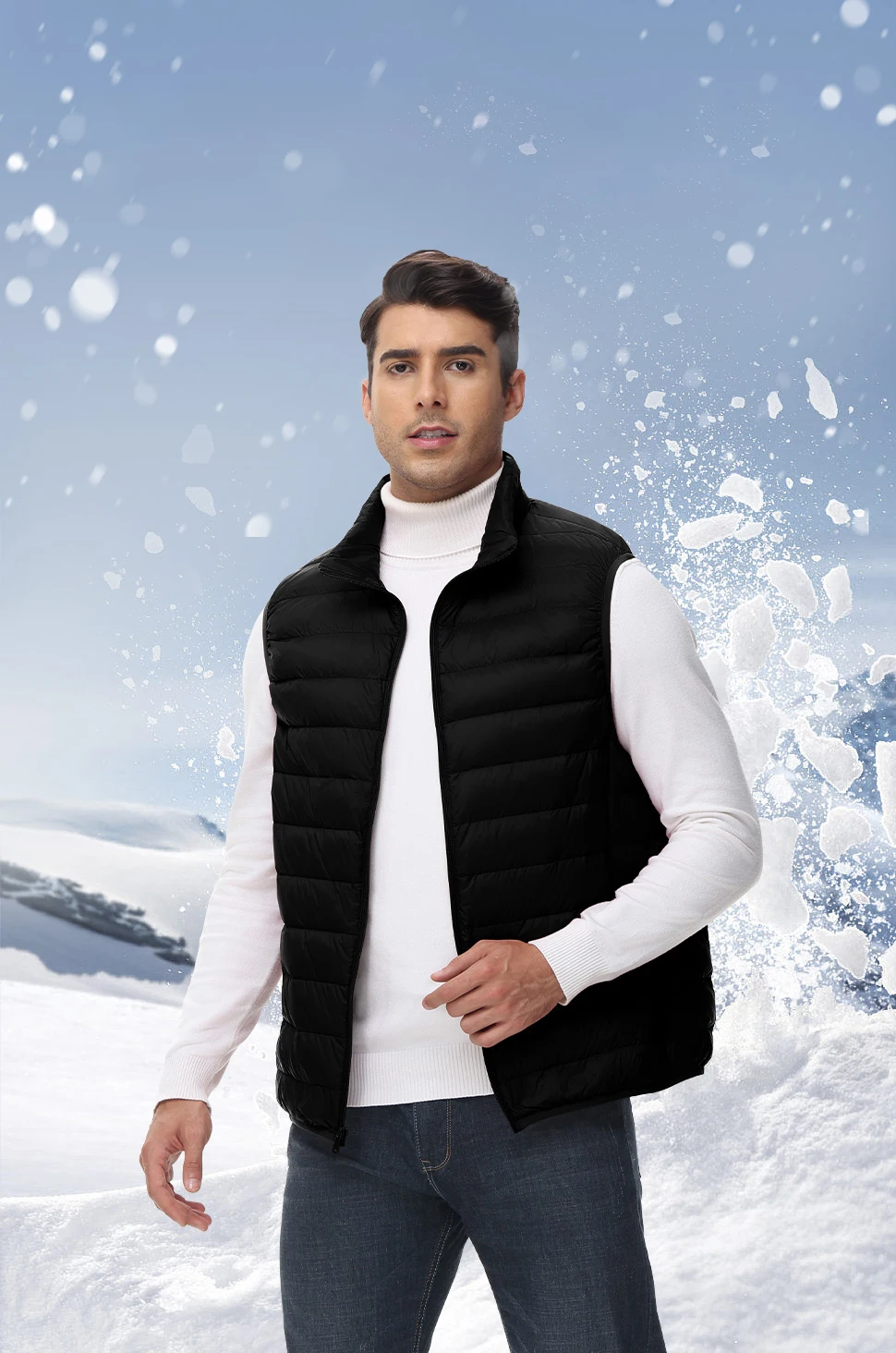 

Men's Sleeveless Down Vest For Autumn And Winter Fashionable And Warm Standing Collar Coat Lightweight Cycling Jacket
