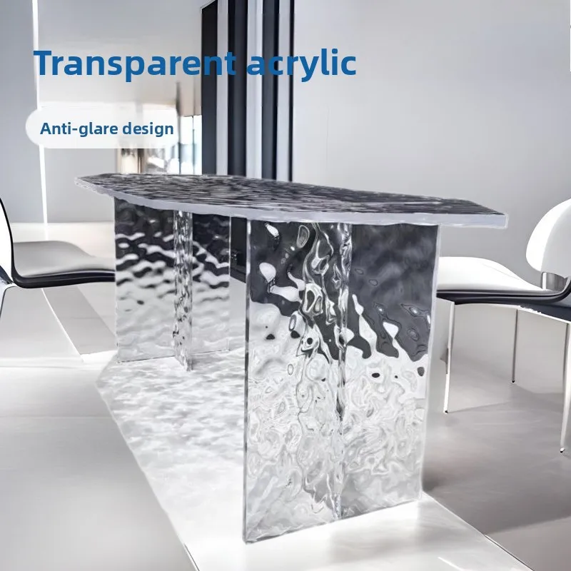 Transparent acrylic water ripple dining table new material art tea table living room table can be customized color