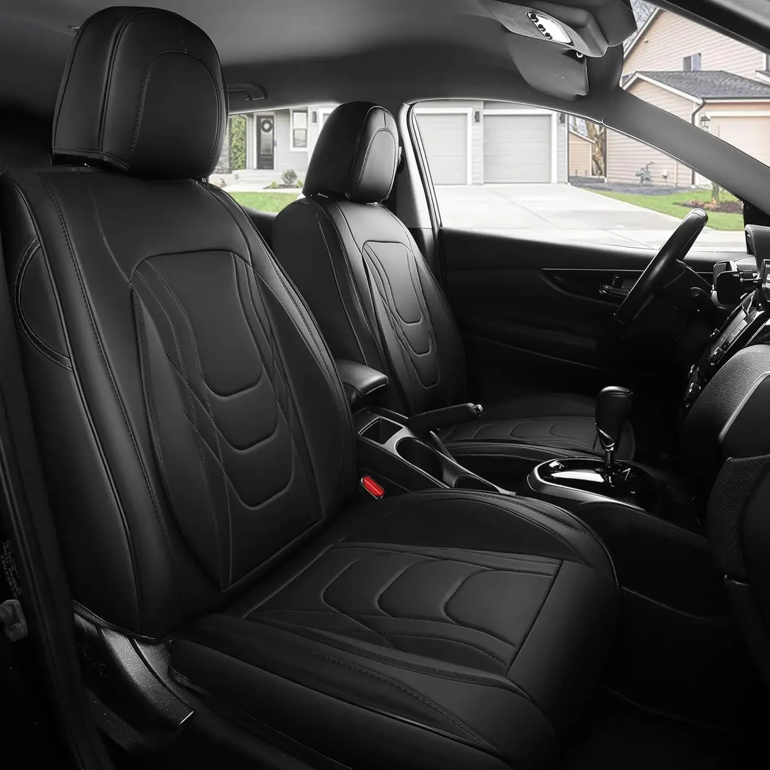 

Кожаные чехлы на автомобильные сиденья, полный комплект, водонепроницаемые и дышащие, подходят для Corolla Camry RAV4 Tacoma — универсальный черный цвет