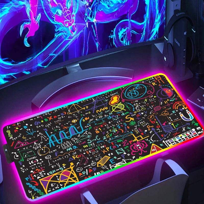 RGB Letter Graffiti Mouse Mats Gamer Desk Pad XL Large HD Mousemats XXL Gaming  Natural Rubber Soft Anti-Slip Mouse Pad 90x40