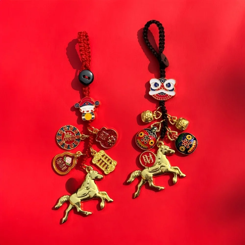 Retro Hand-woven Plutus Lucky Keychain Cute Chinese Knot Fortune God Keyring Wealth Short Lanyard Chinese Phone Chain Party