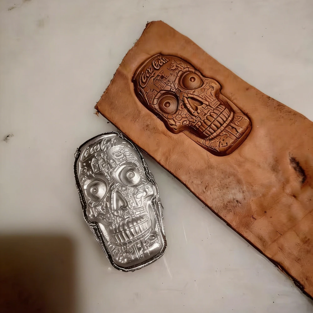 

3D Canned Skeleton Cola Leather Embossing Stamp Carving Tool, Vegetable-tanned Leather Craft Stamping Pressing Material