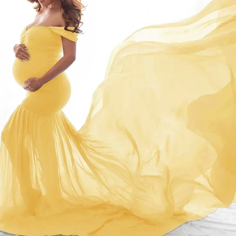 Maternity Women Dress Photography Pregnancy Dress Sexy Clothes For Pregnant Women Off Shoulder Strapless Photo Shooting Props