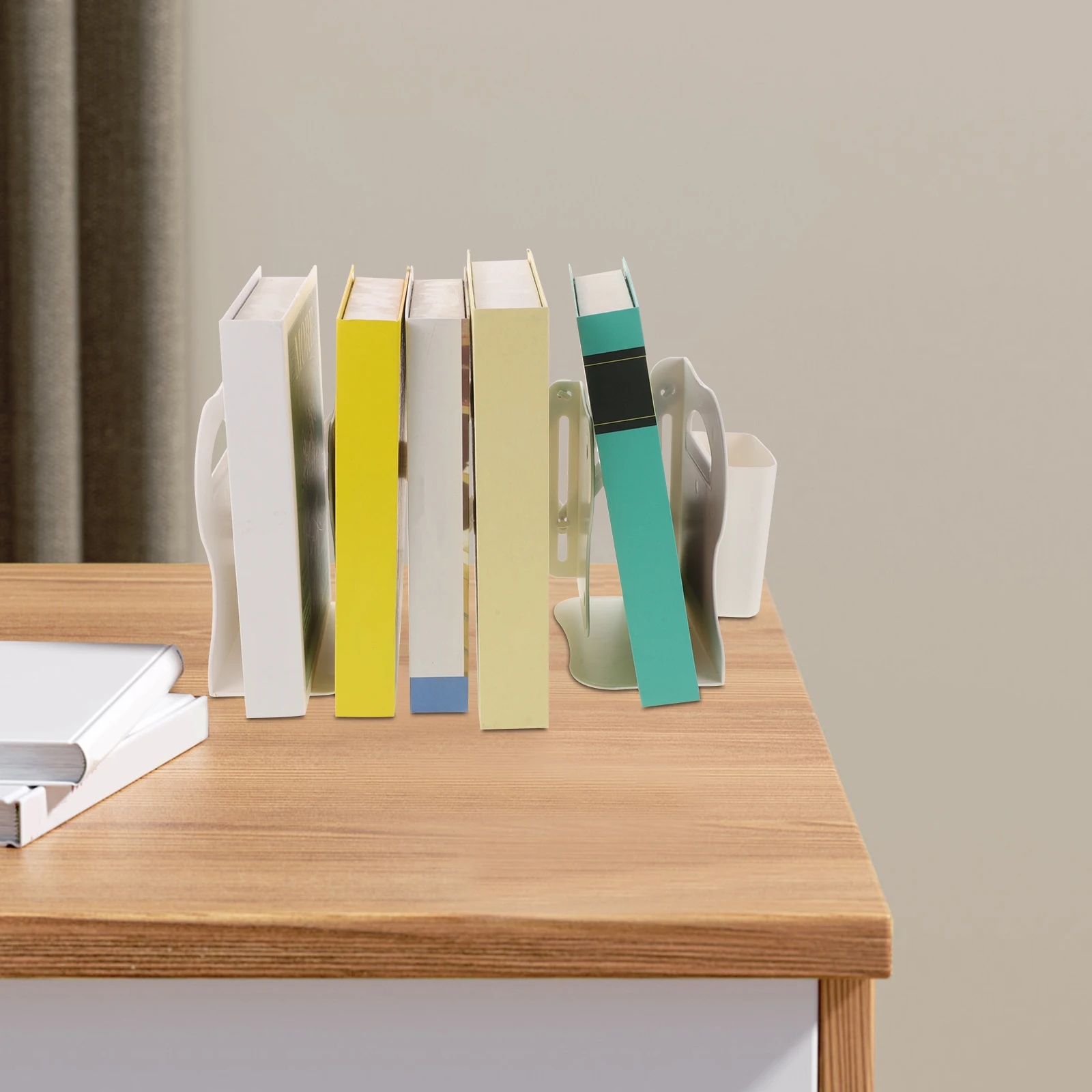 Foldable Desktop Book Holder Plastic Book Stand for Students Light Color Desk Organizer Portable Efficient Study Tool for Home