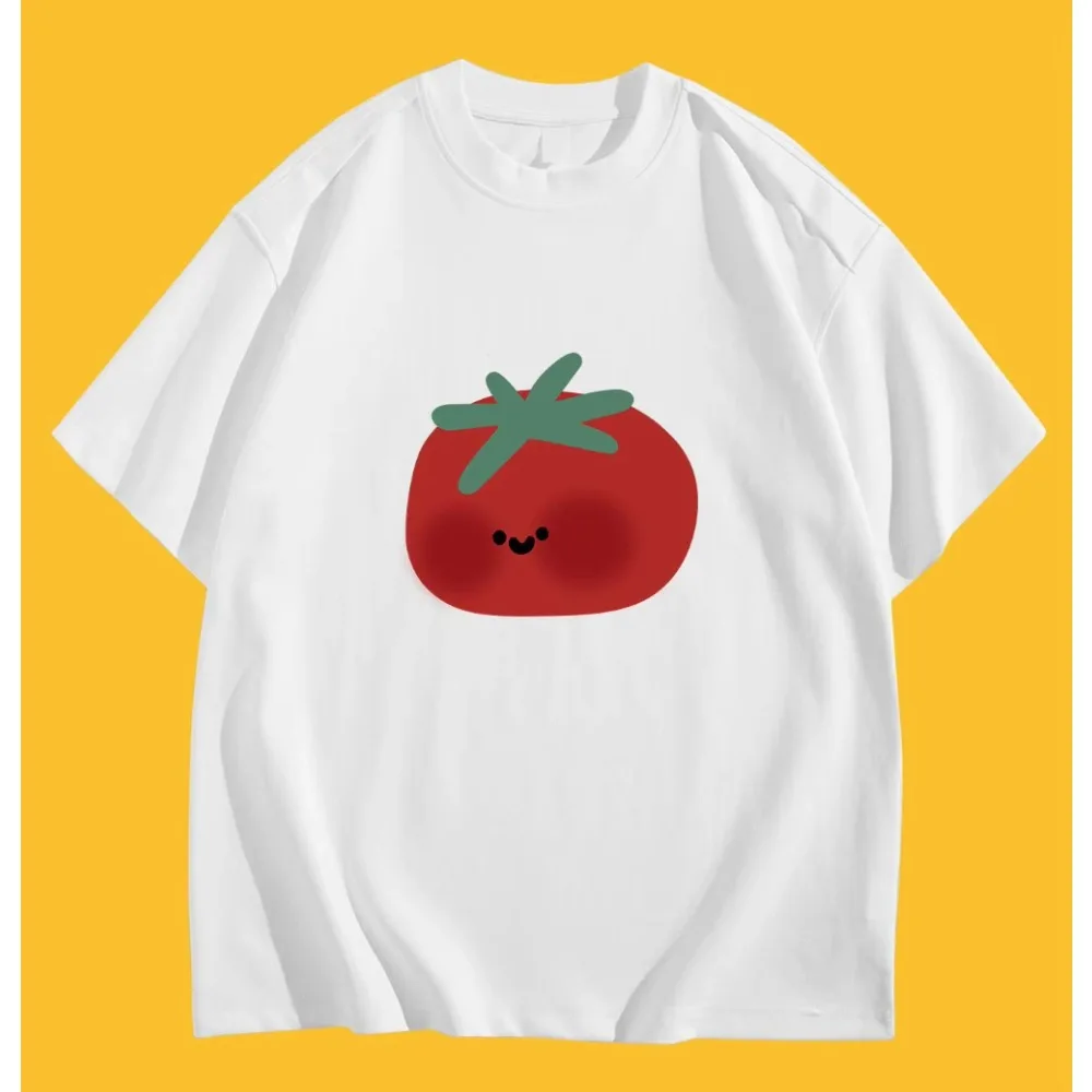 Funny Cute Tomato Printed T-Shirt Women Men Kawaii Vegetable Graphic Tee Summer Fashion Short Sleeve Harajuku Casual Unisex Tops