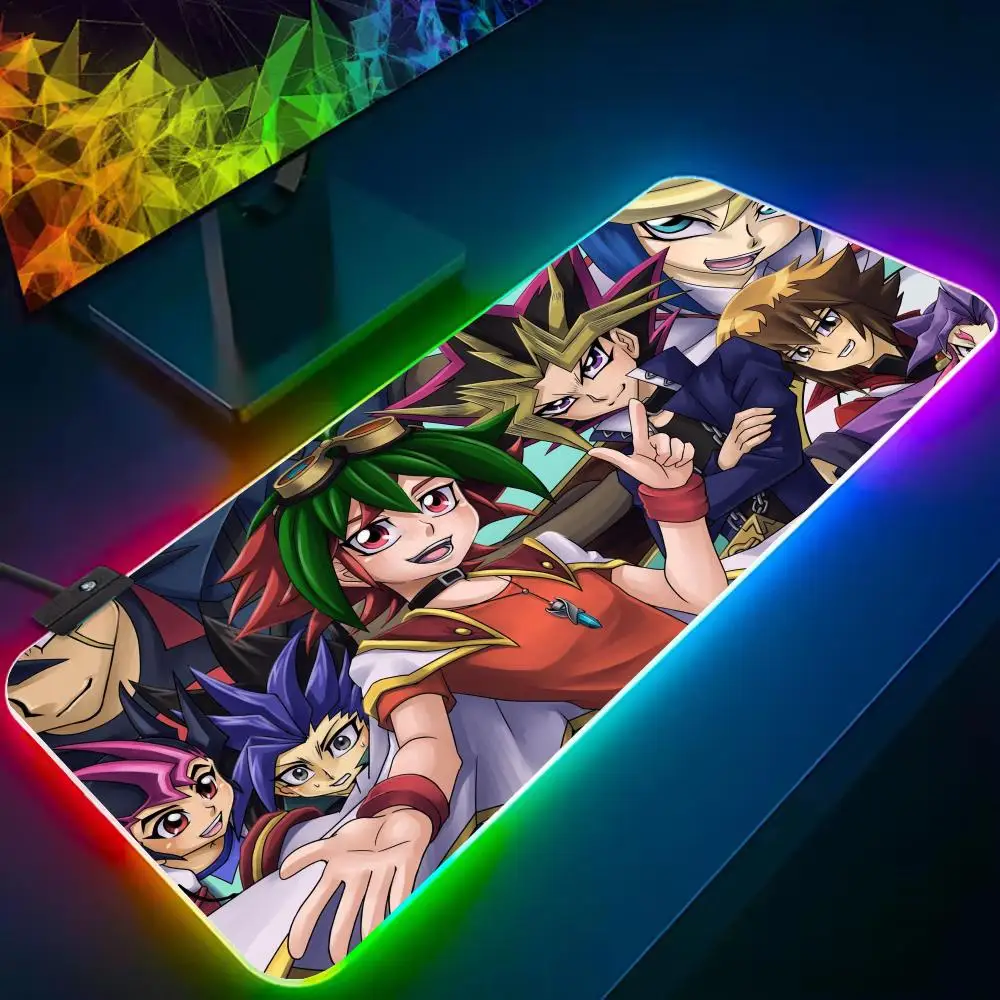 manga yu gi oh Mouse Pad RGB Gaming Mousepad Big LED Pad PC Desk Mat Luminous Mouse Pad Large Keyboard Mats Table Rug With