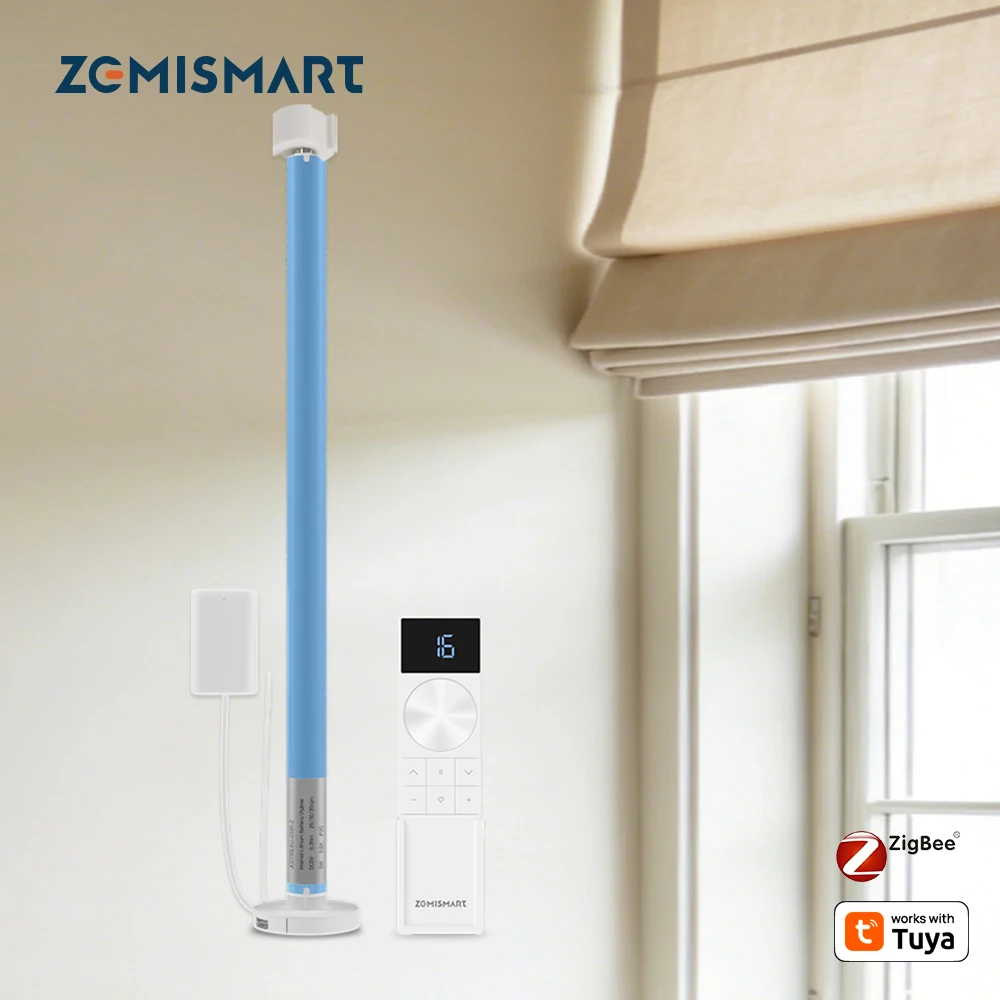 

Zemismart Zigbee Roller Shade Blinds Motor Rechargeable Works with Tuya Smart Life for 17 20 25 28mm Tube Smart Curtain Engine