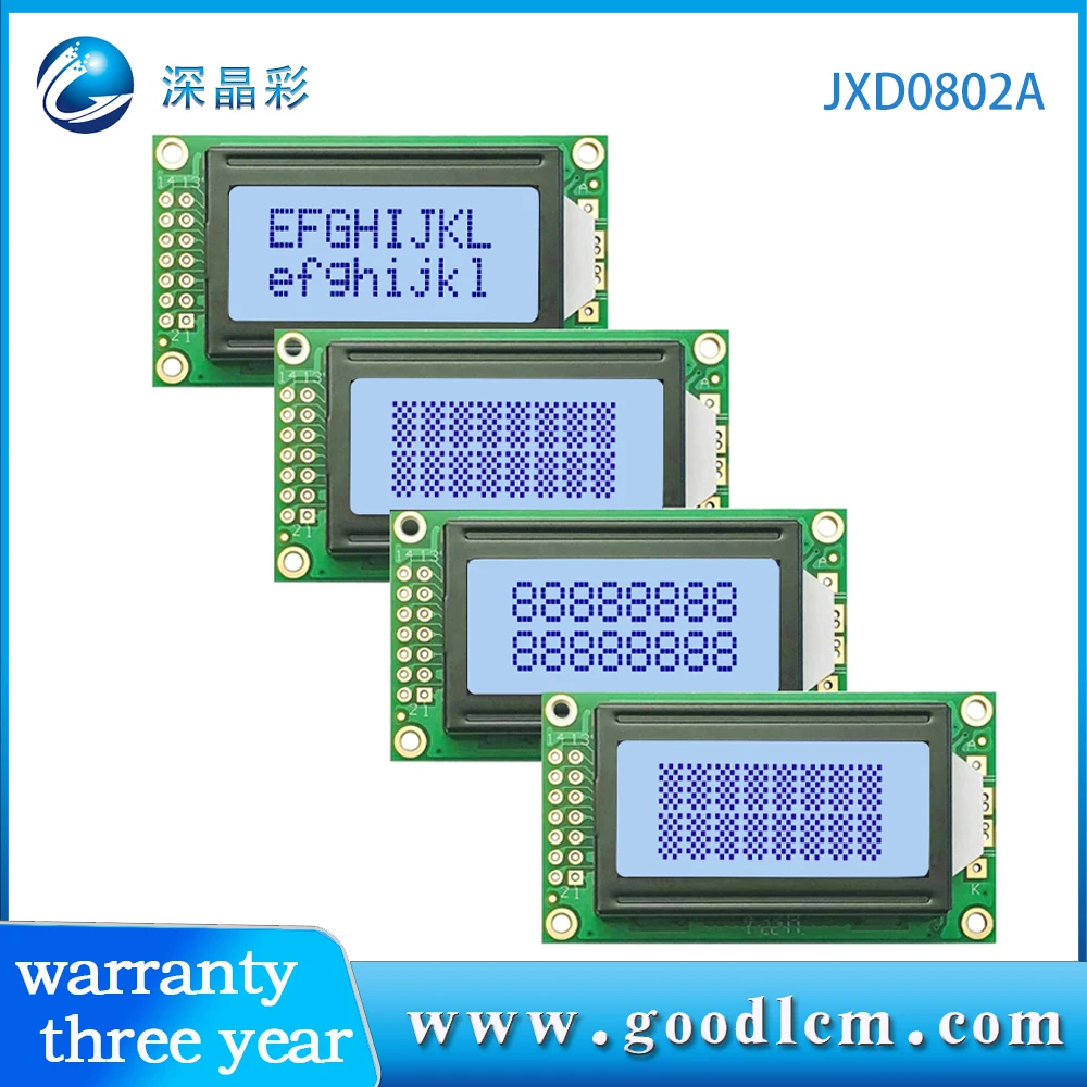 

0802A 2X8 STN gray lcd display hd44780d or AIP31066 controller 08 * 02 LCD module Multiple modes and 5V or 3.3V power supply