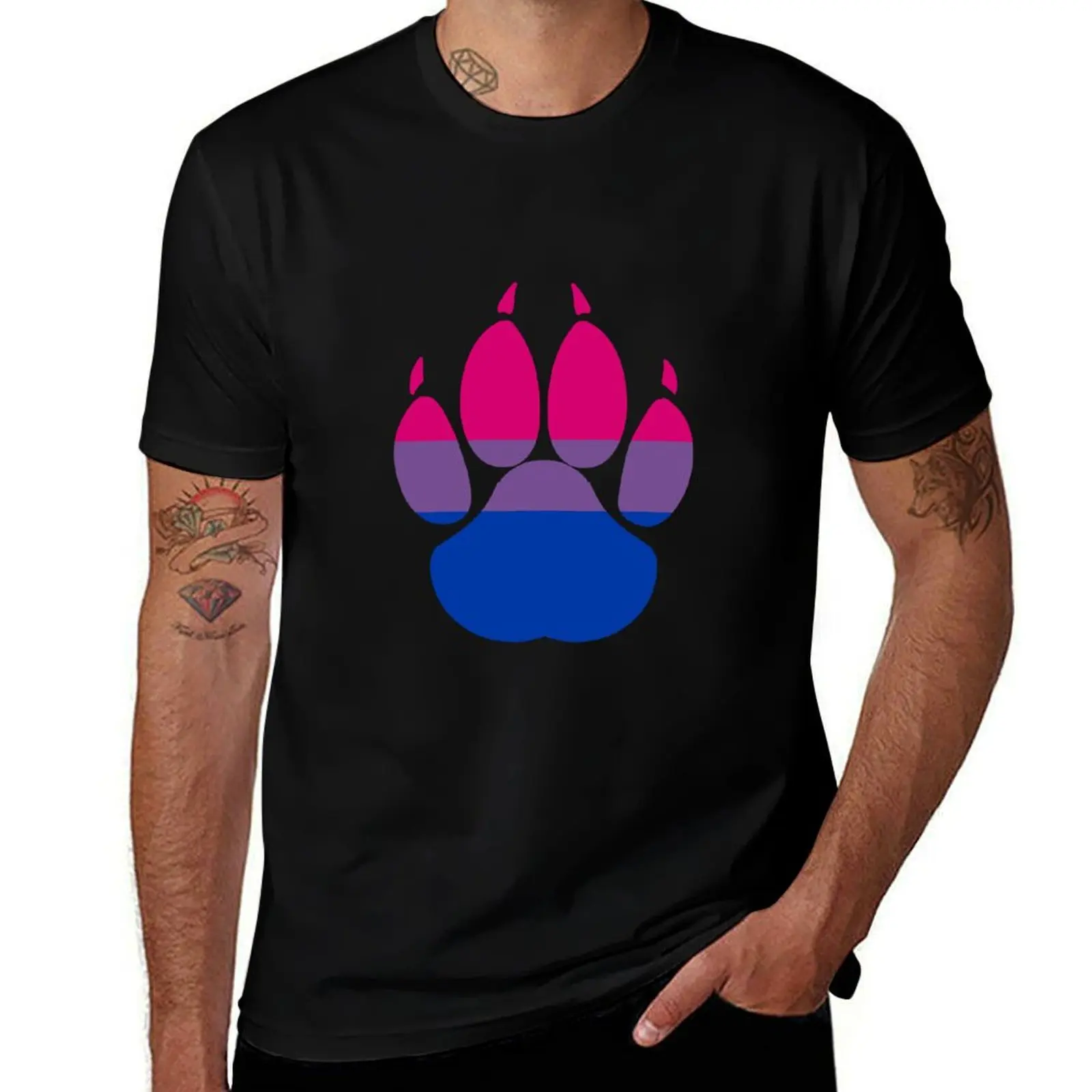 

BISEXUAL Pride Paw T-Shirt plus size tops man t shirt plus sizes mens plain t shirts