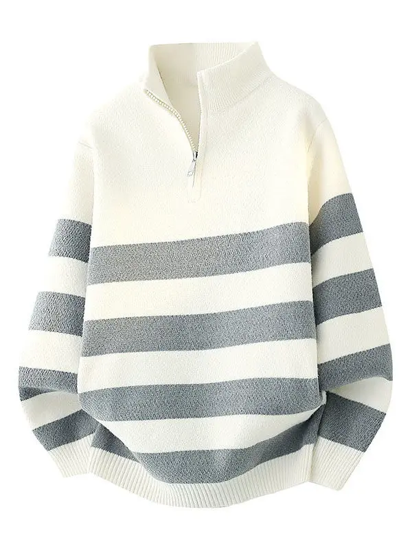 

Модный утепленный мужской вязаный свитер с высоким воротником, осенне-зимняя новинка, универсальный молодежный полосатый свитер для студентов, внутренняя одежда Haome