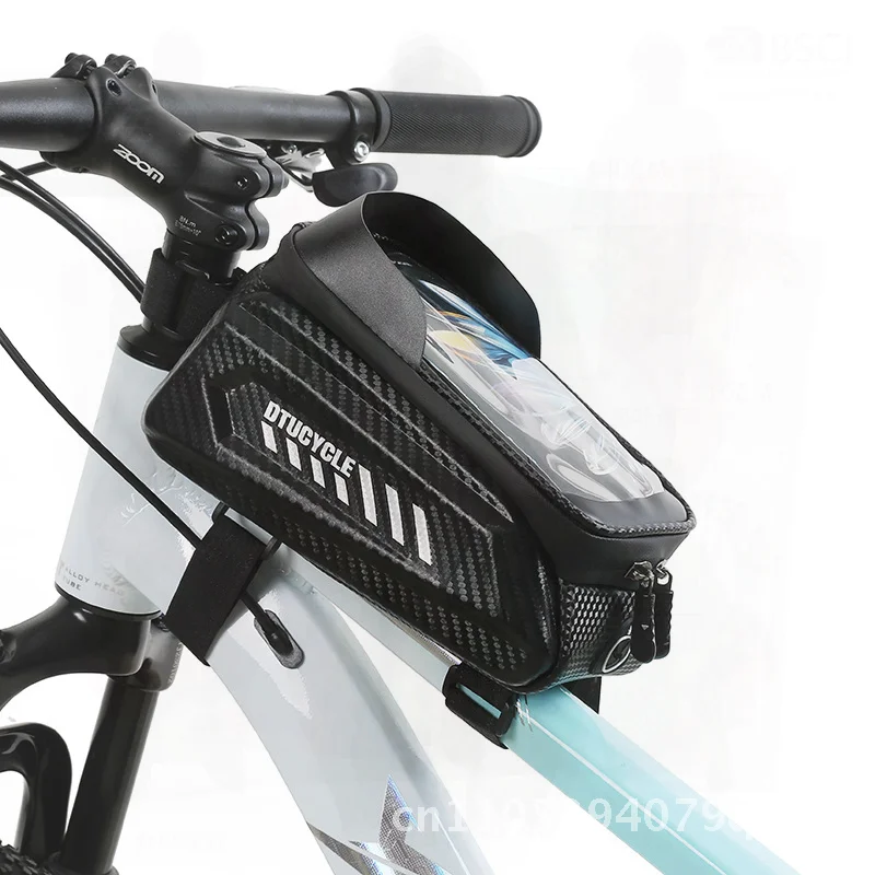 

DTUCYCLE EVA Hard Shell Bicycle Front Beam Bag Waterproof Mobile Phone Touch Screen Saddle Bag Cycling Accessory with Lining