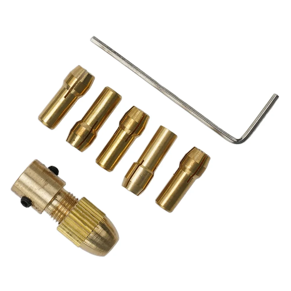 7pcs Chucks Adapter Mini Drill 2.35/3.17/4.05/5.05mm Brass Collet For Hand Drills Motor Shaft Replacement Power Tools Accessory