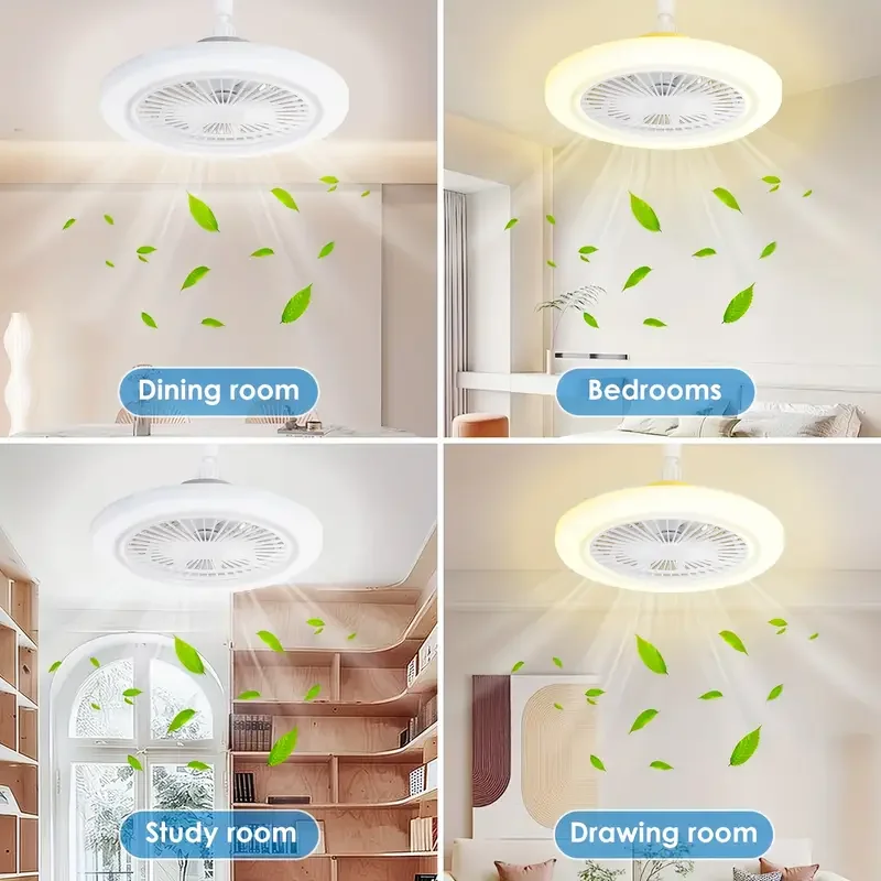 مروحة سقف 2 في 1 مع مصباح إضاءة للتحكم عن بعد E27 محول قاعدة إضاءة لغرفة النوم وغرفة المعيشة