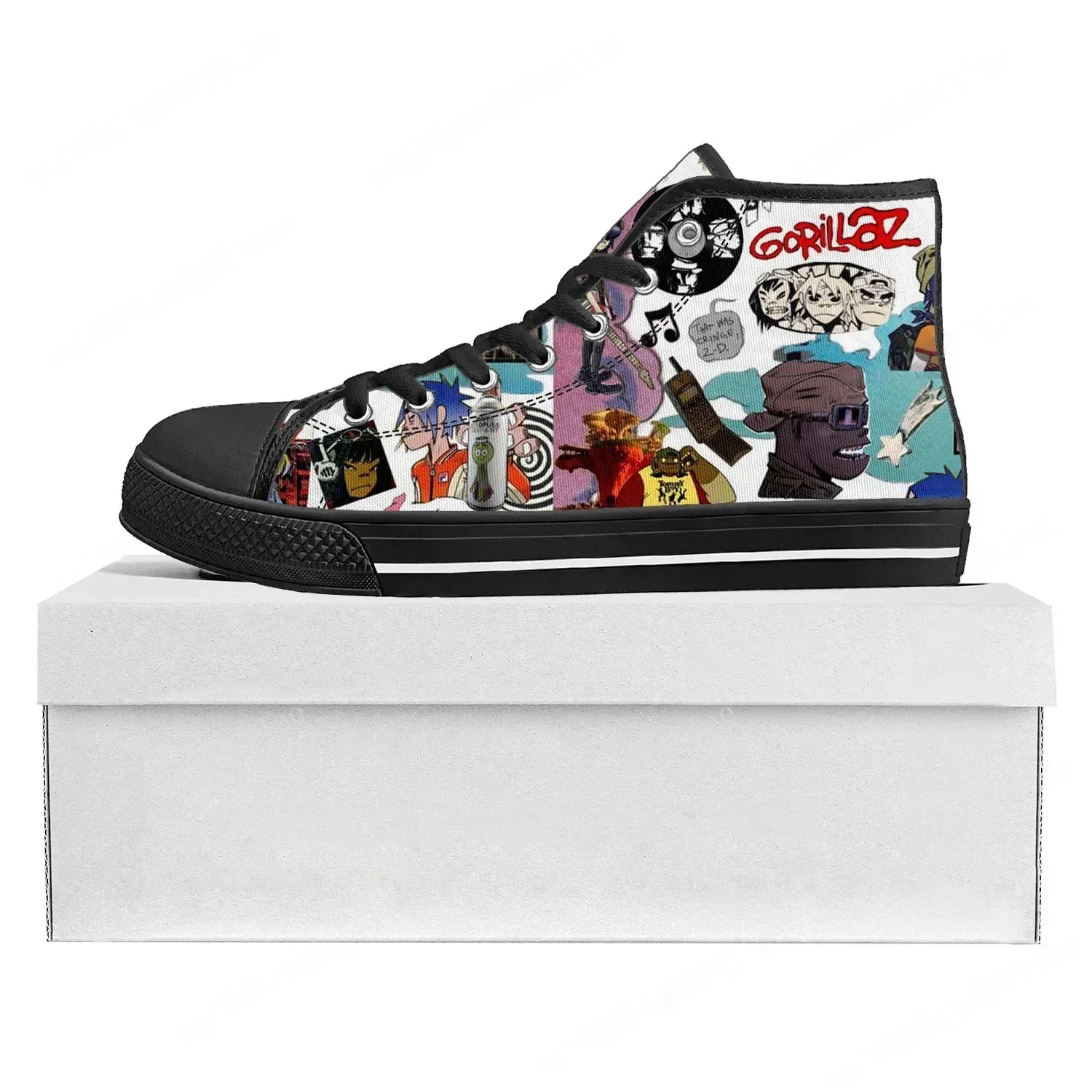Gorillaz Band High Top High Quality Sneakers Mens Womens Teenager Canvas Customized Sneaker Casual Couple Shoes Custom Shoe