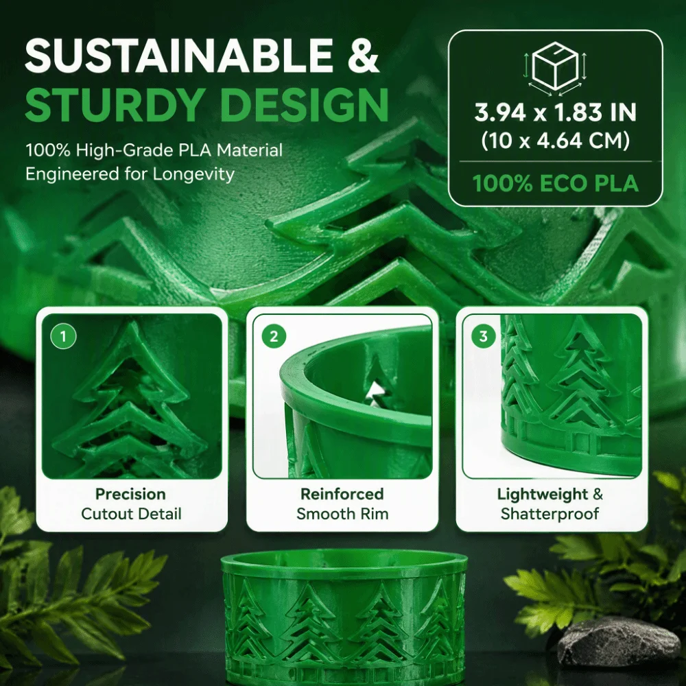 Round Hollow Jewelry Storage Tray Christmas Tree Cutout Cute Christmas Storage Bowl 3D Printing Lightweight
