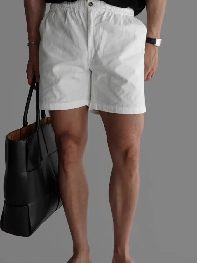 

Casual Workwear Men's Short Pants Button Waist Outdoor Sports Riding Shorts Loose Fit Straight Leg Summer Fashion