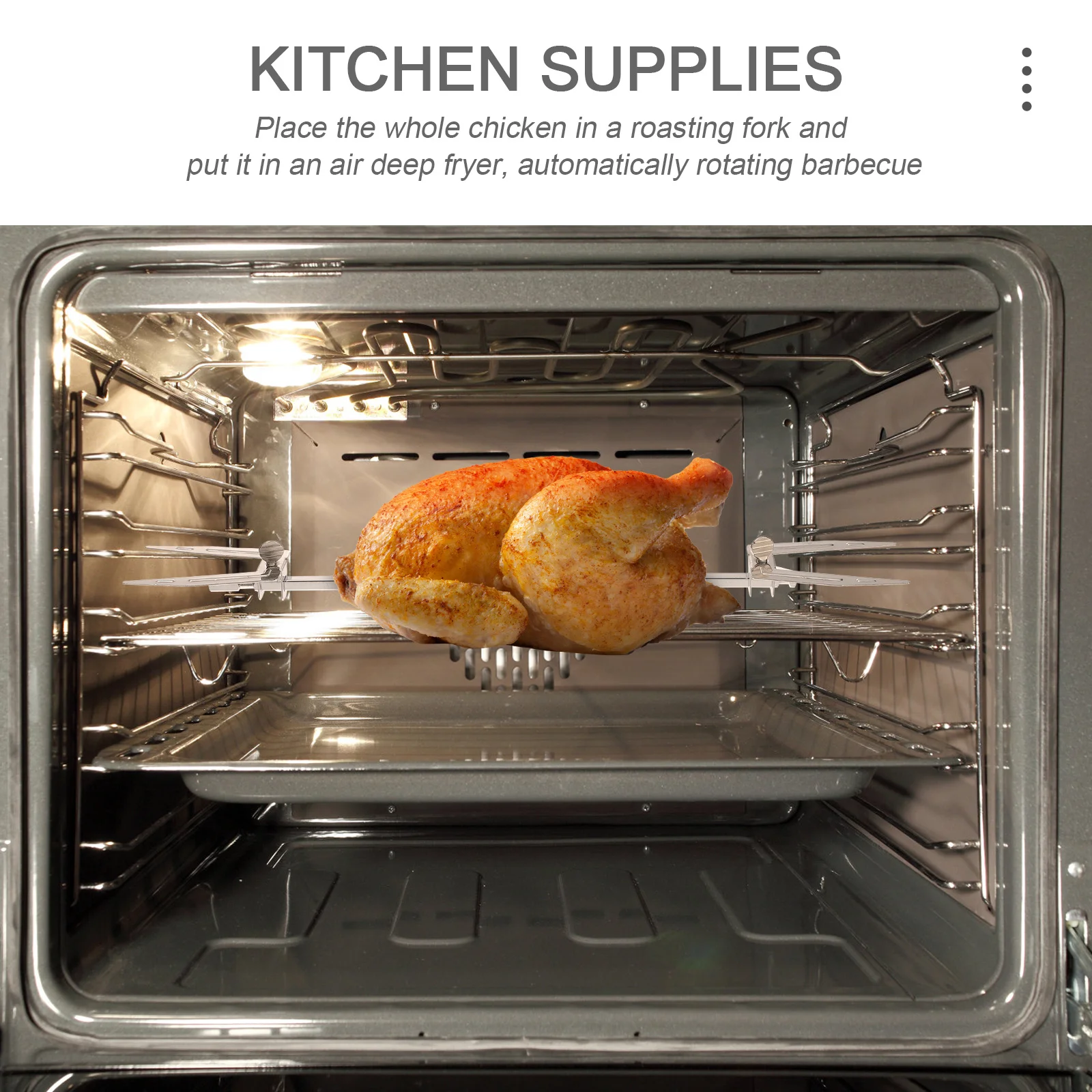 

Air Fryer Roast Chicken Fork Stainless Steel Detachable Folding Adjustable Rotating Oven Grilled Rod Bbq Gadget