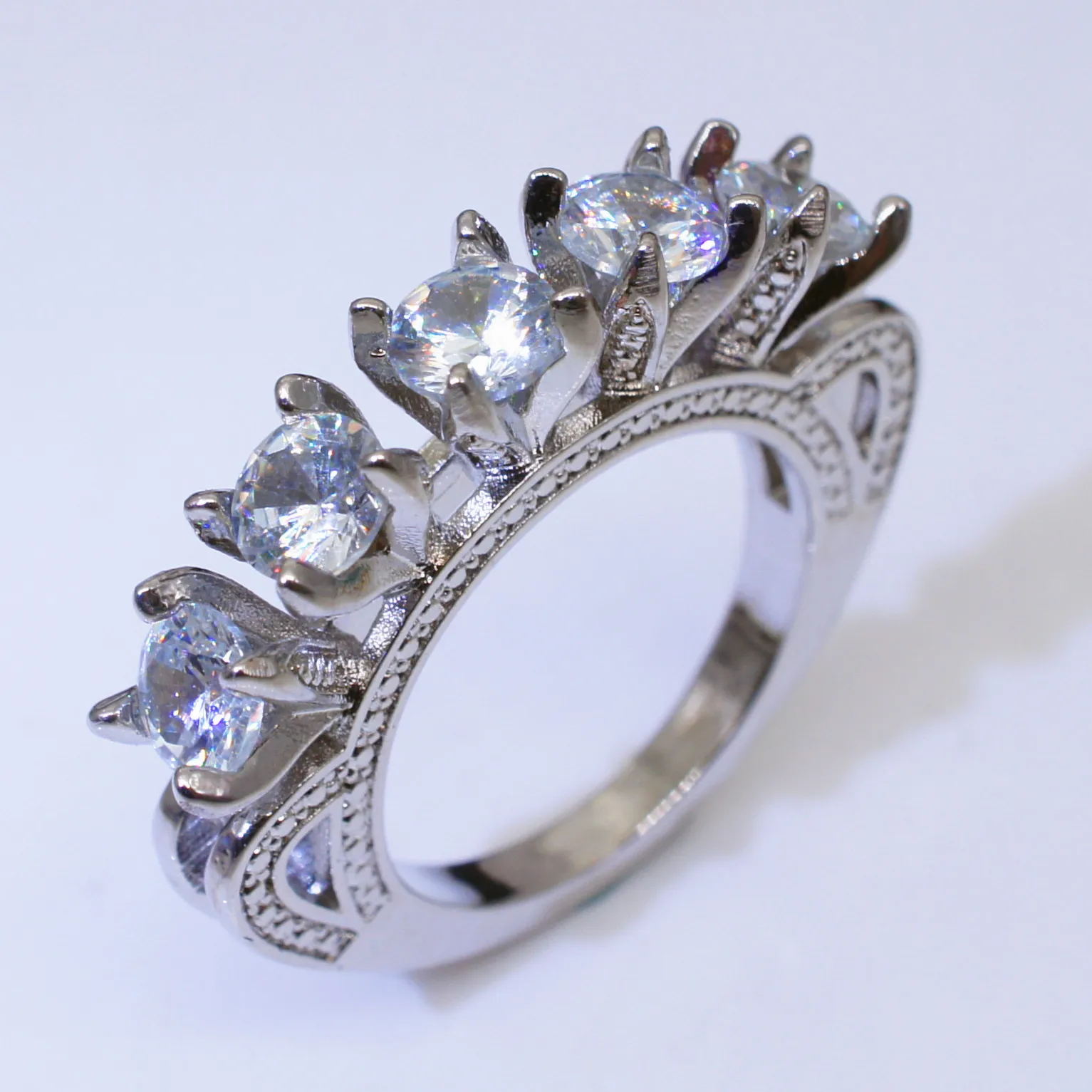 Creative simulation zircon engagement silver ring, fashion plated s925 silver wedding finger ring