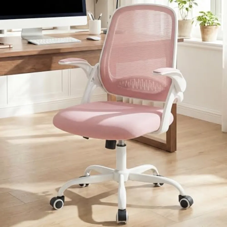 Office Chair Computer Desk Chair Ergonomic Gaming Comfy Mesh with Flip-up Arms Lumbar Support Adjustable Height Rolling Wheels