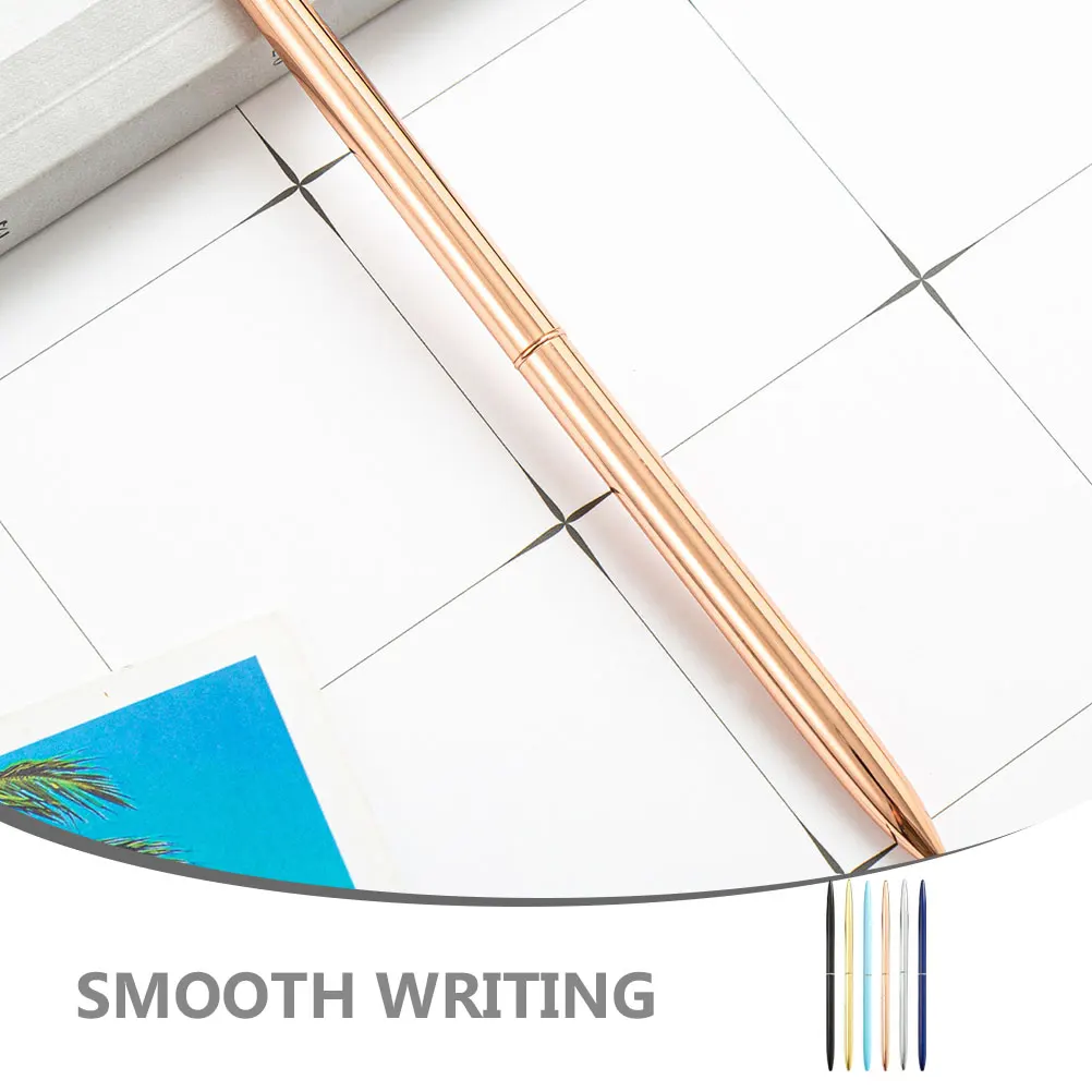 

6pcs Ballpoint Smooth Writing Business Signature Metal Office For Bank Hotel Front Desk Elegant Desk Pen Signing Pen