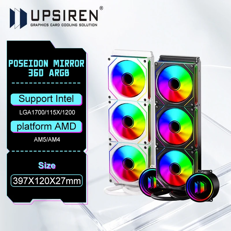 

UPSIREN Poseidon mirror 360 ARGB All-in-one water cooling radiator/TDP285W/Support LGA1700/AM5/Infinity mirror lighting effects