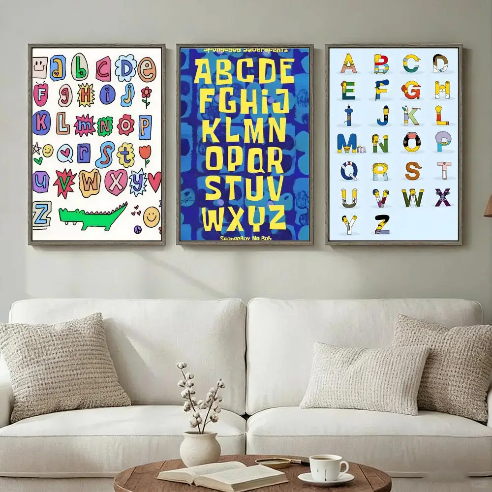 Design - A-Alphabets Poster Wall Art Print Poster for Living Room Bedroom Home Decor
